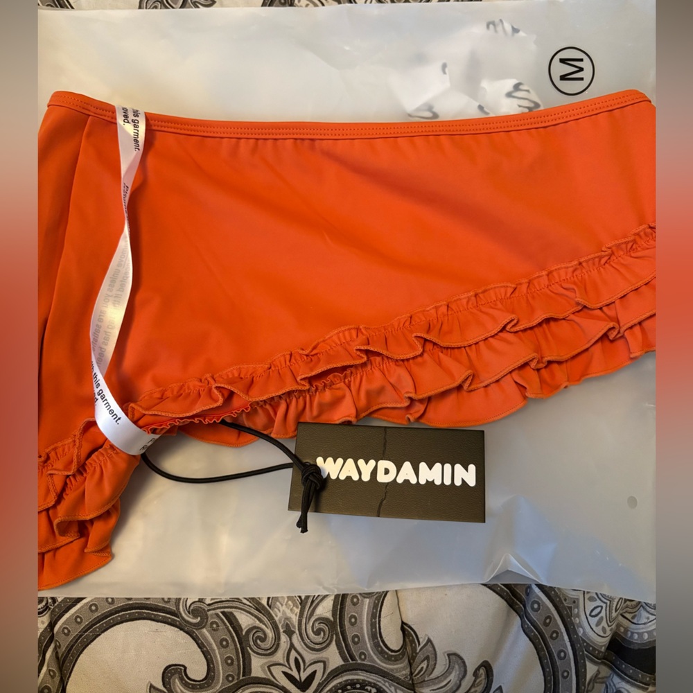 Waydamin Orange Ruffled Skirt